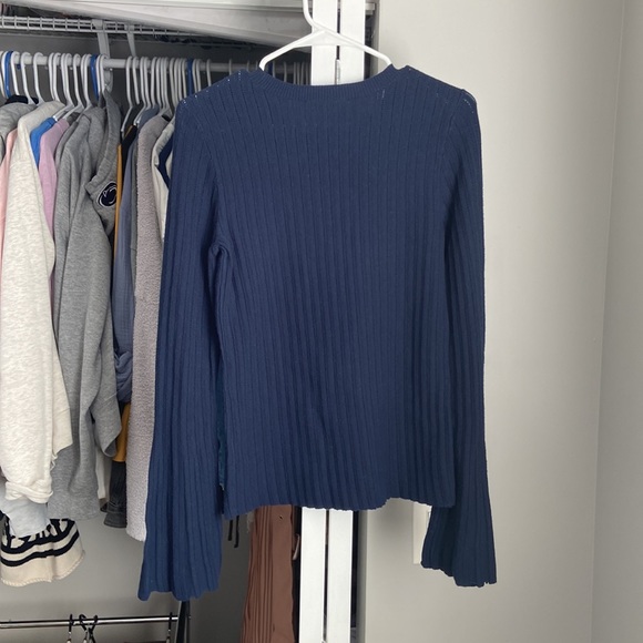 Frame Ribbed Navy Sweater, NWT - Picture 5 of 5
